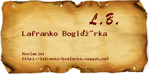 Lafranko Boglárka névjegykártya